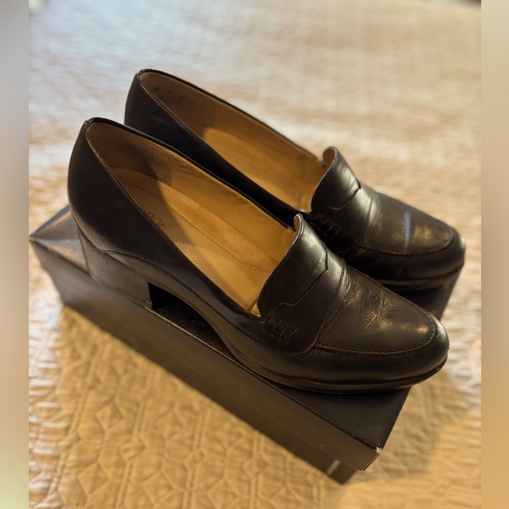 Naturalize Black Leather Penny Loafers